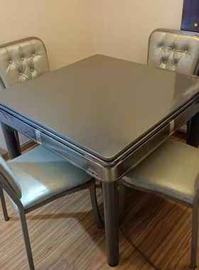 灰色家用餐桌两用全自动麻将桌棋牌桌一件代发麻将机工厂批发