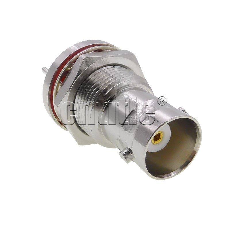 全铜BNC-KYE PCB板连接器 立式四脚插板BNC母座 带螺母垫片焊接