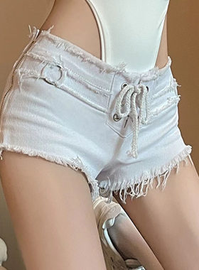 低腰毛边热裤女牛仔短裤打底裤潮