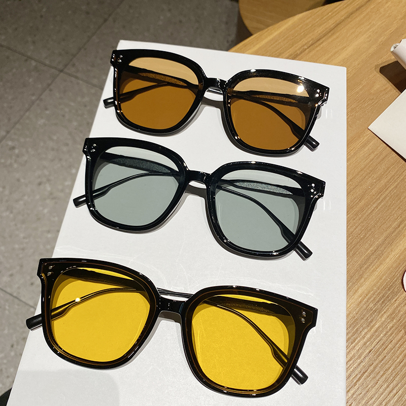 2023新大脸茶色墨镜女款高级感显脸小近视网红黑框黄色太阳眼镜男