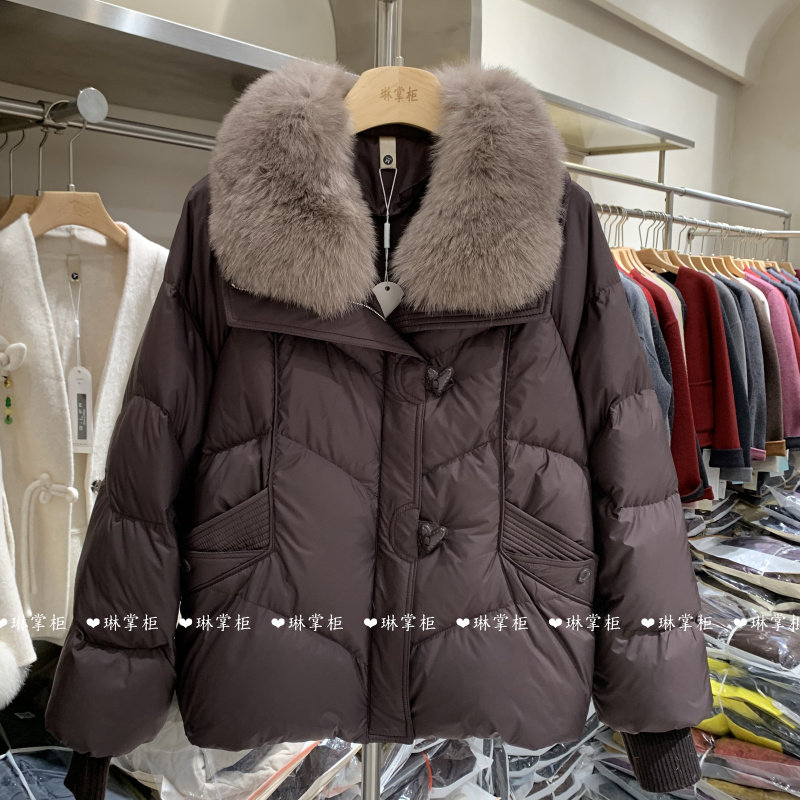 2025冬新款羽绒服狐狸大毛领气质洋气白鹅绒加厚保暖女外套96075