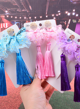 儿童冰雪奇缘发夹小公主甜美布艺编发蝴蝶结头饰宝宝流苏可爱发饰