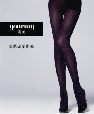 时尚圆点提花修身连裤袜秋冬新品