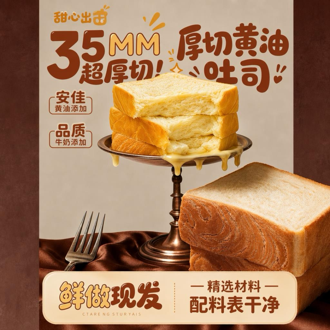 厚切黄油吐司营养代餐休闲小零食超软三明治早餐整箱