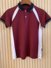 校服T恤同款小学生英伦夏季枣红色拼白色短袖T恤校服polo定制班服