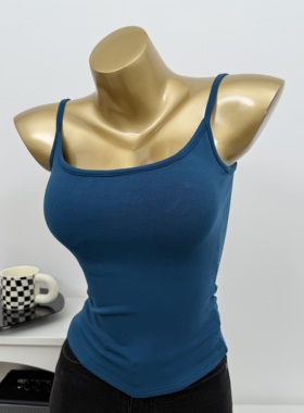 【品质看得到】基础Bi备~带胸垫性感U领遮副乳吊带背心好穿打底女