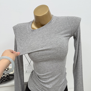 薄款 出长袖 特别百搭性感紧身显廋微透长袖 进店bi留 韩国T恤女 啦