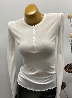 韩国女装ins热销 吸睛五颗星 性感微透薄款长袖打底衫2020新款春