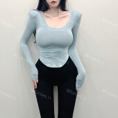 爱死这些颜色 T恤女 上衣长袖 韩国ins天丝棉打底性感微透薄款 修身