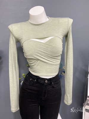 颜色也太好看了！韩国ins 性感交叉裹胸露脐短款吊带+T恤套装夏女