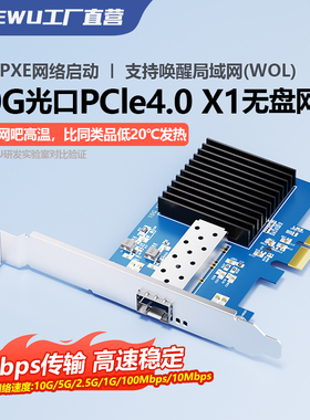 DIEWU万兆光纤口网卡瑞昱RT8127AF服务器PCIe4.0电口光口网卡单口双口四口千兆台式机PCI-E2.5G/5G/10G网卡