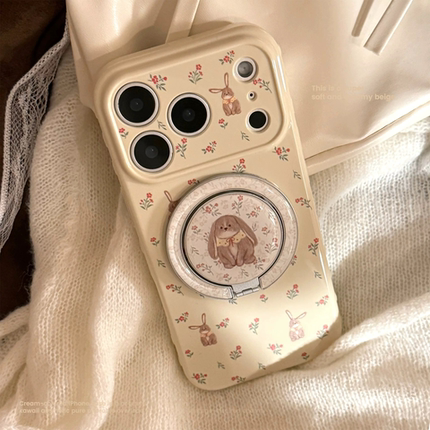 【原创】春夏小兔适用苹果16手机壳iphone17promax软13卡通15花朵磁吸支架软壳超级软
