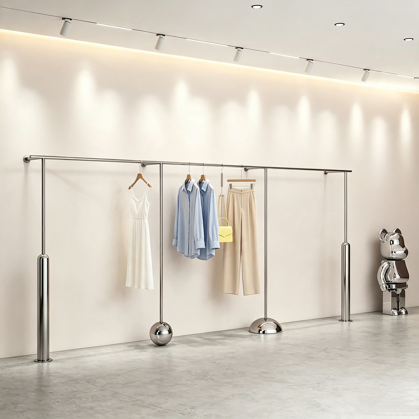 店铺上墙不锈钢服装展示架