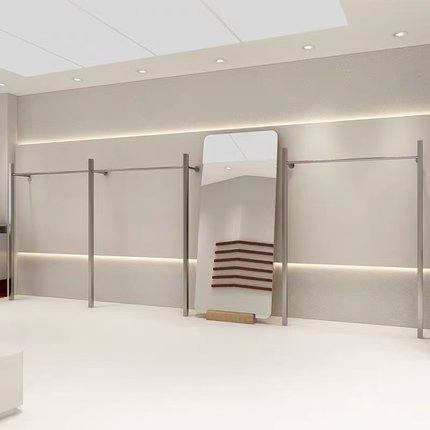 服装店展示架方柱不锈钢挂衣架陈列架男女装店衣服上墙货架展示架
