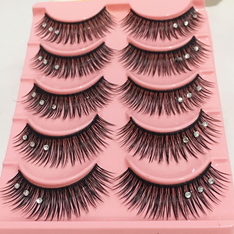 夸张假睫毛带钻睫毛交叉儿童表演拉丁水钻眼睫毛拍2盒送胶水