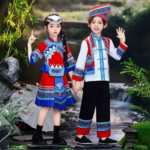 广西少数民族服装儿童壮族三月三服装男童演出服服饰瑶族彝族服饰
