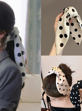 谭松韵方婉之同款发夹白色波点蝴蝶结马尾抓夹女日常通勤发饰发卡