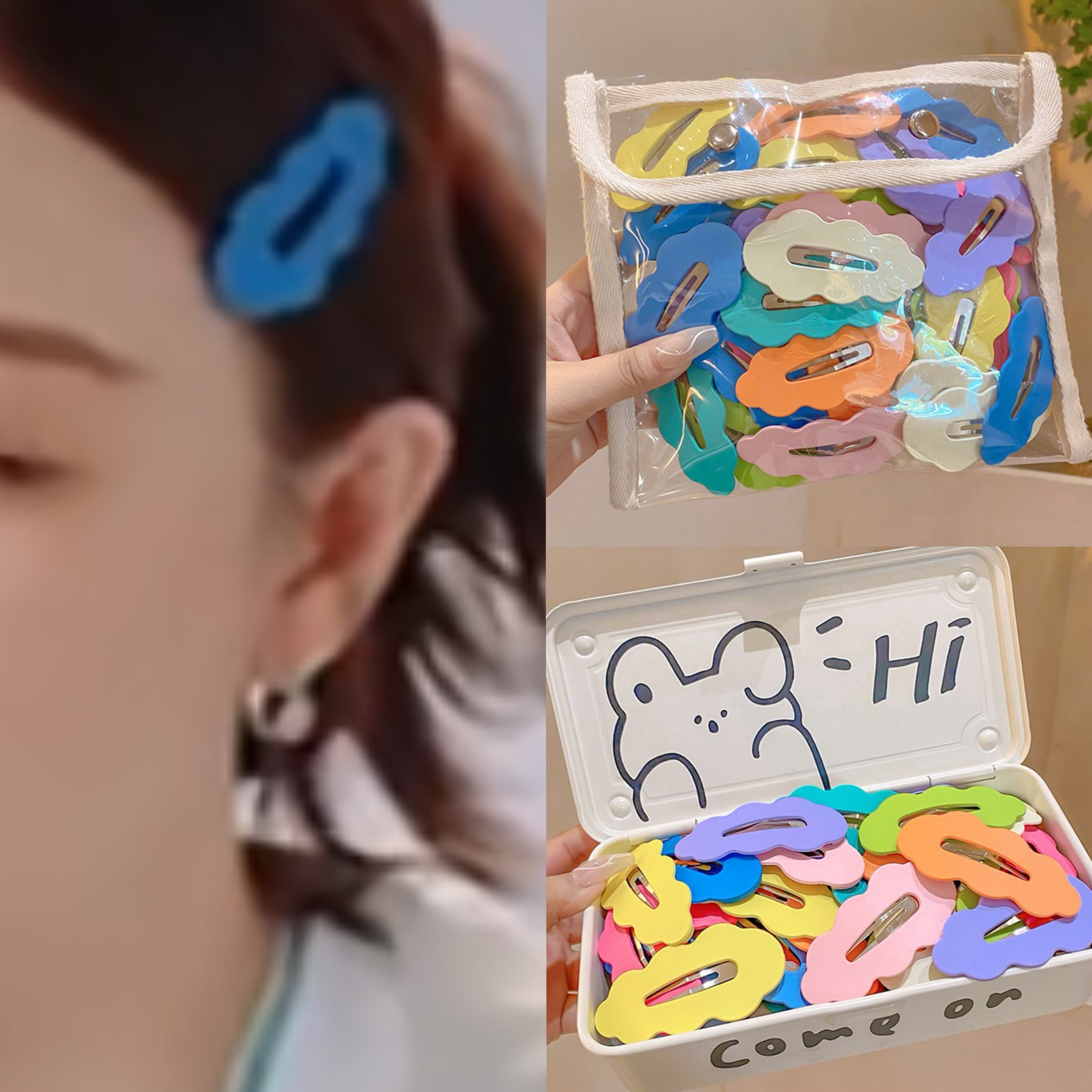 浪姐7阚清子同款发夹女蓝色云朵发卡子刘海碎发边夹多巴胺色bb夹