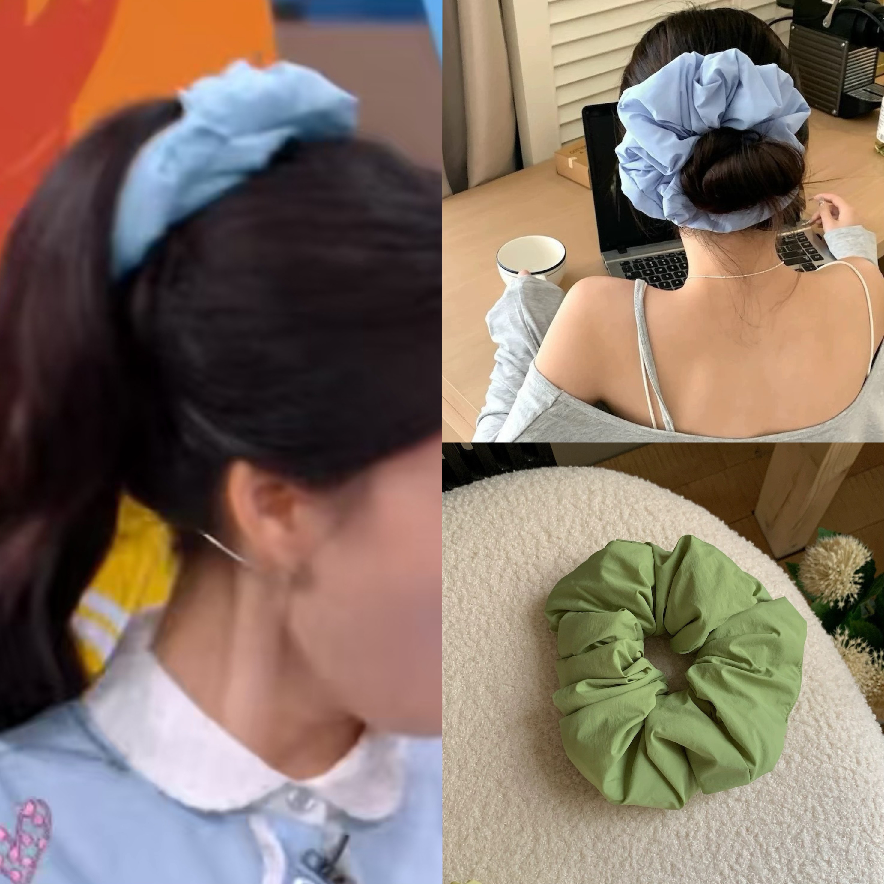 任敏同款发绳蓝色高马尾头绳云朵海绵大肠圈发圈女丸子头扎头发绳