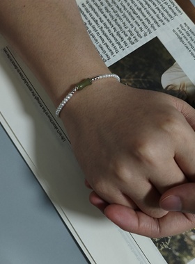 玉竹凝光 天然淡水珍珠手链玉竹新中式气质轻奢中性小众设计 H014