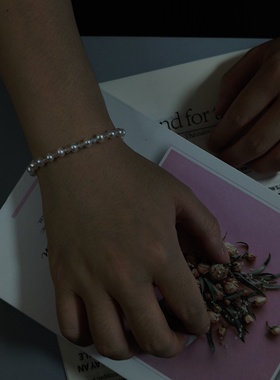 星屑 天然淡水珍珠切面月光石素圈手链 简约氛围感小清新百搭H20