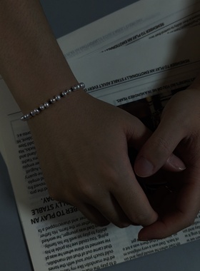 星海 天然淡水珍珠手链蓝宝石素圈中性情侣气质轻奢小众百搭H24