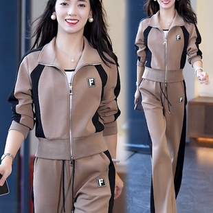 时尚 新款 洋气小个子卫衣外套两件套 女士2025春秋装 休闲运动服套装