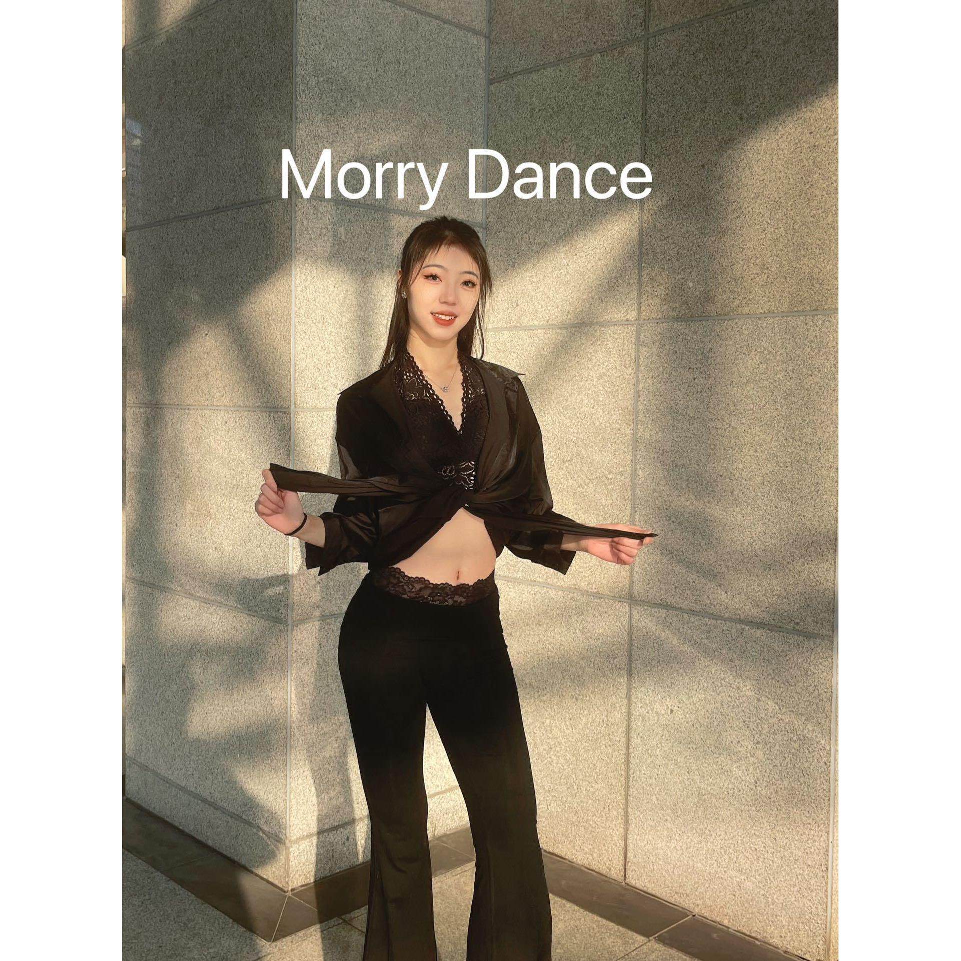 拉丁舞服长袖衬衫黑色白色男女同款蕾丝喇叭裤艺考表演出女