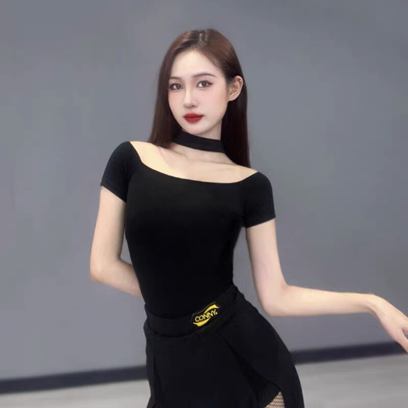 舞服基础款长袖拉丁舞练功服修身显瘦教师款摩登上衣秋冬成人