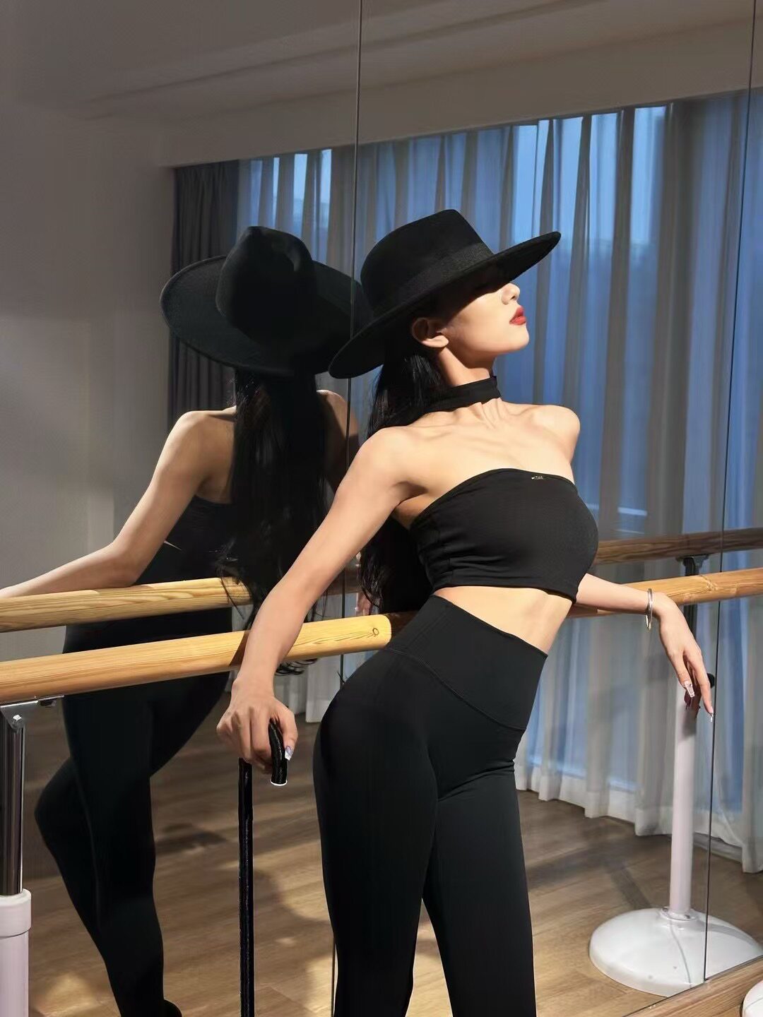 拉丁舞服女成人拉丁舞裤紧身形体服舞蹈练功服打底裤子显瘦百搭