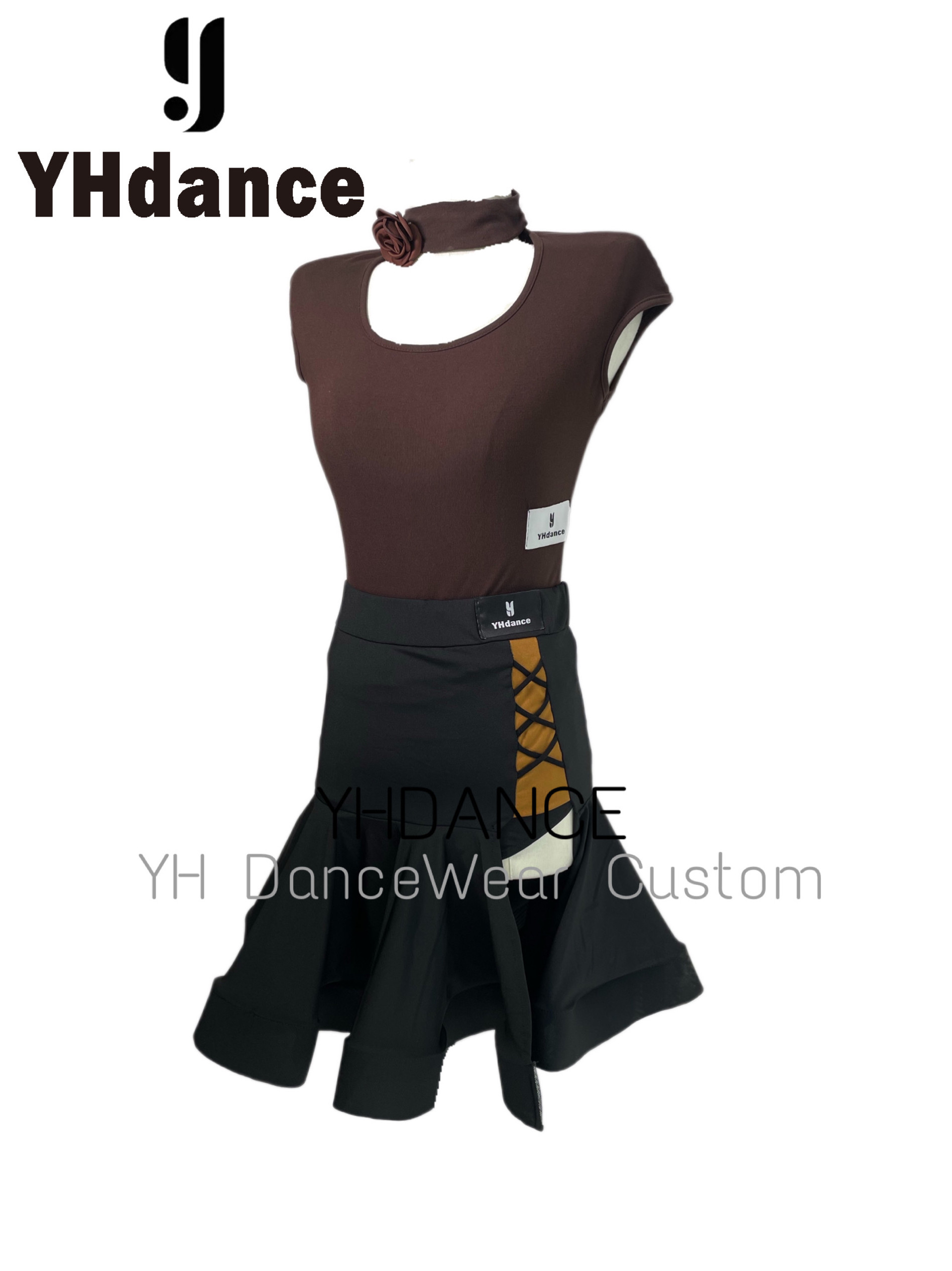 YHDANCE舞服拉丁舞服新款套装飞袖上衣侧镂空半身裙表演女C182
