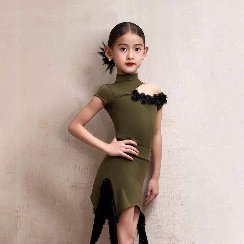 CONNY拉丁舞服少儿新款练功服女高级感儿童演出舞蹈裙子分体套装