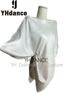 YHDANCE拉丁舞服摩登舞蝙蝠上衣裙子缎面短袖绸缎女教课显瘦c190