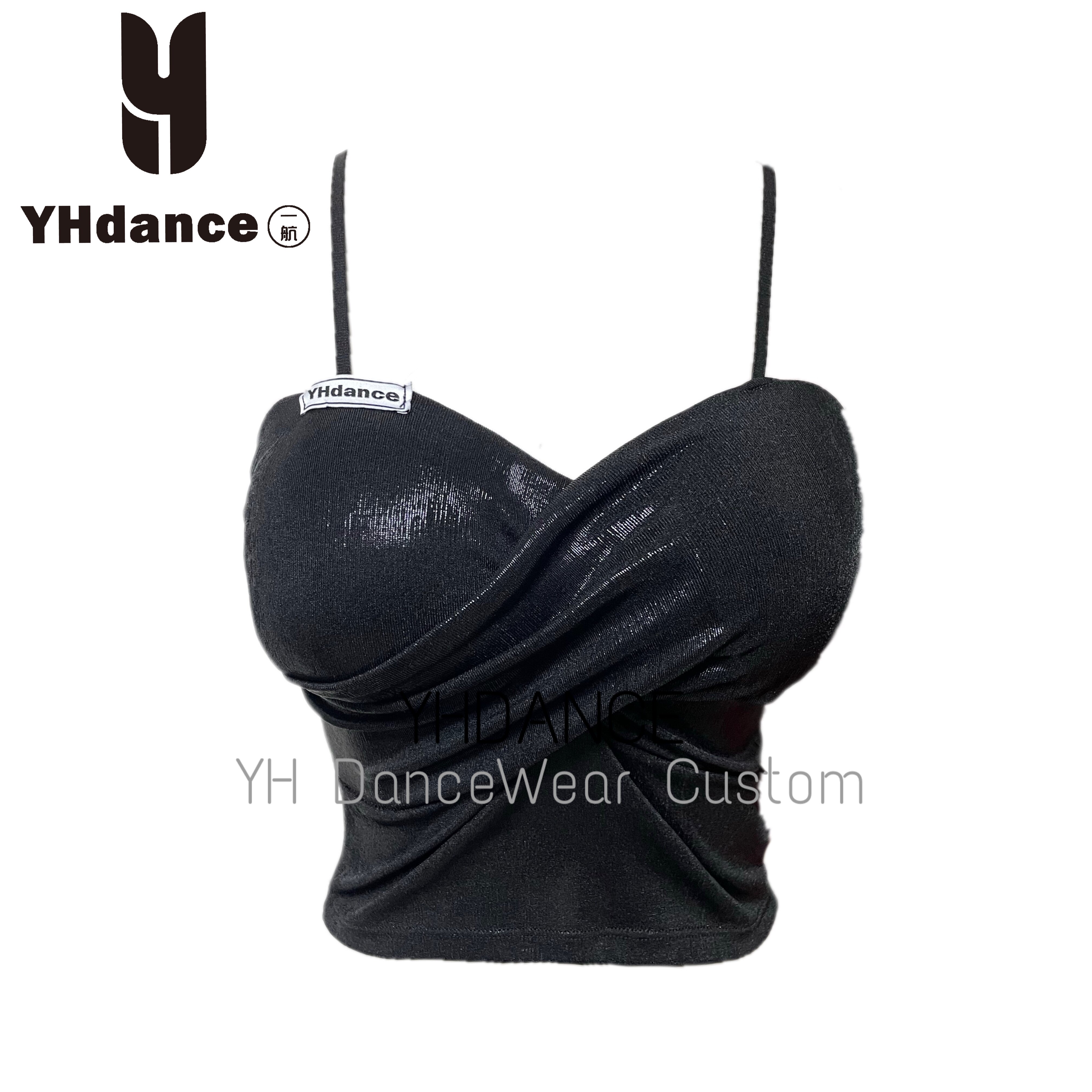 YHDANCE拉丁舞服吊带人鱼姬烫金上衣美背带胸垫女教课练舞显瘦05