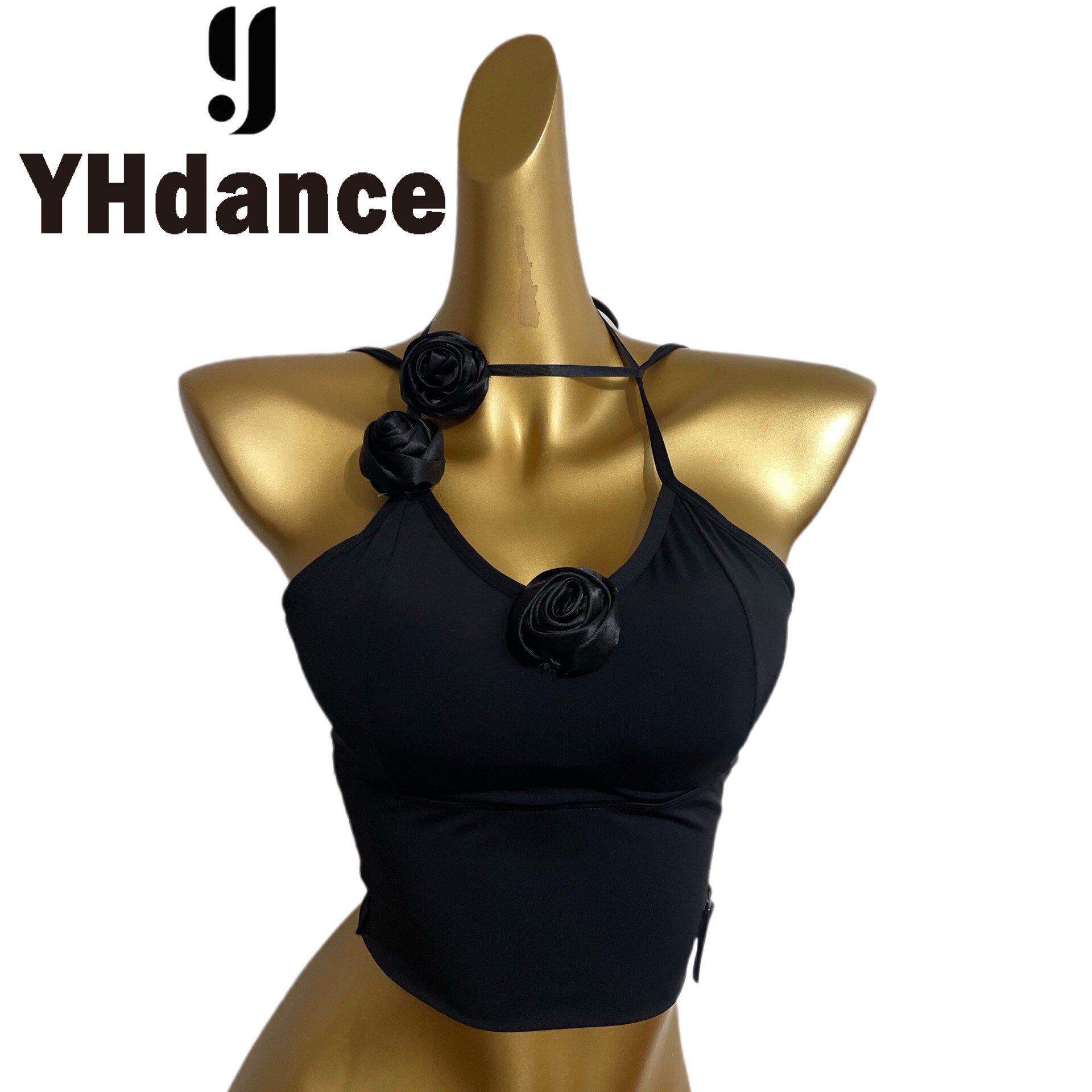 YHDANCE拉丁舞吊带夏舞蹈服成人女花上衣个性美背送花花内搭C117