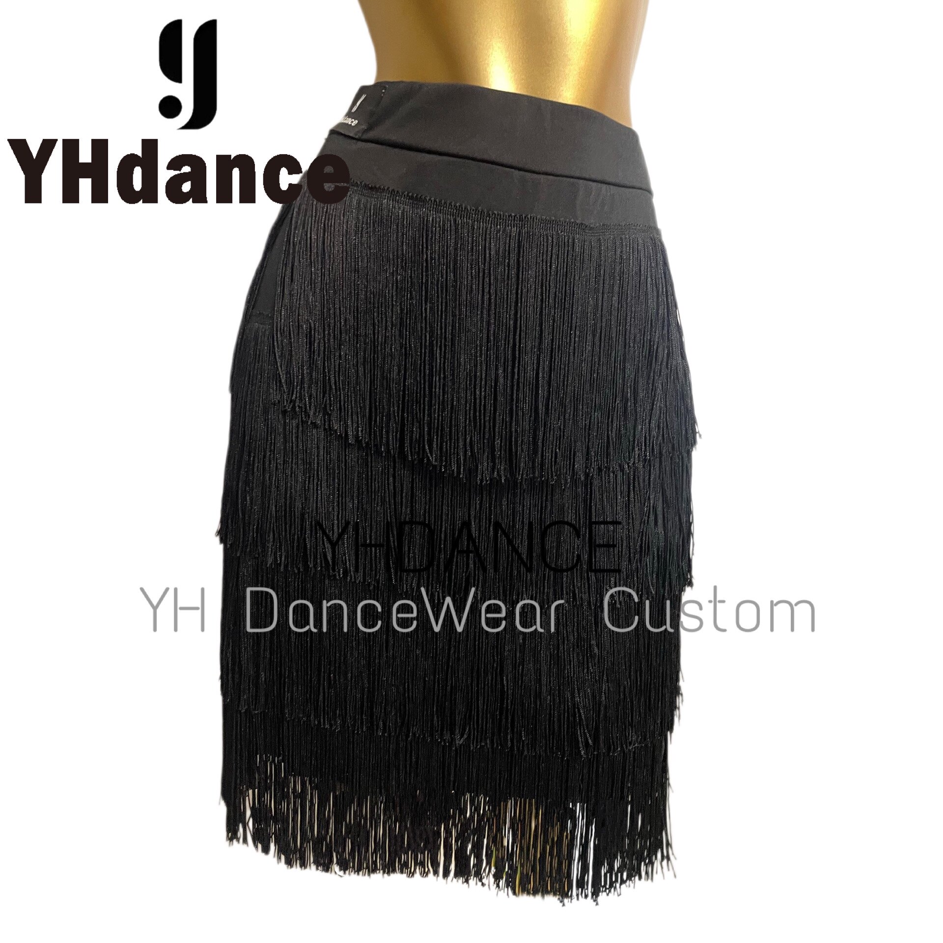 YHDANCE拉丁舞服性感开叉流苏动感显腿长女成人练功服练习半身裙