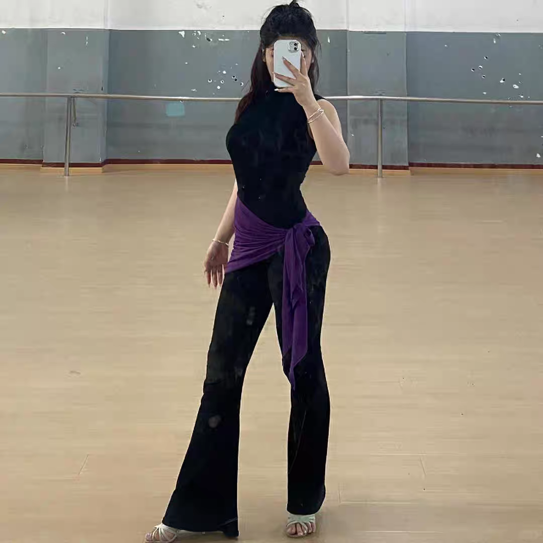 拉丁舞裙一片系带女款三角巾包臀裙半身裙腰巾不规则裙国标舞