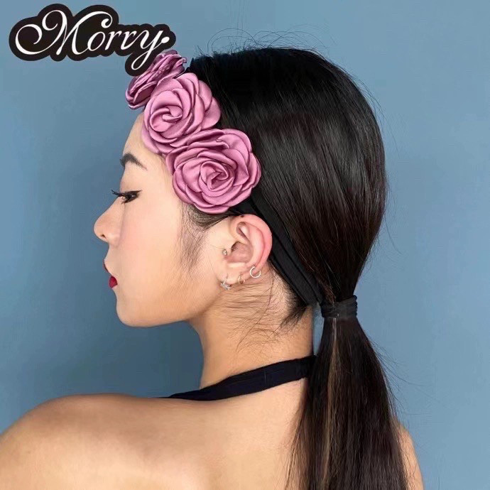 拉丁舞发饰三朵花朵发带多色女士表演艺考演出超美配饰头饰特价02
