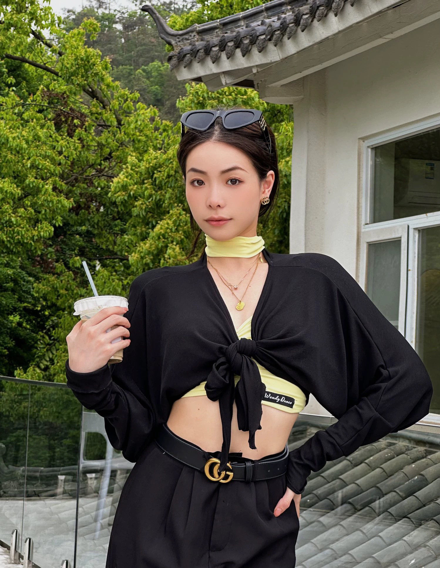 拉丁舞服长袖开衫显瘦蝙蝠袖短款上衣教师百搭练舞表演教课练功服