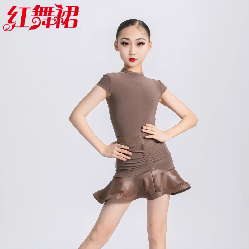 春夏季少儿拉丁舞服恰恰伦巴牛仔考级女童小高领练功集训服