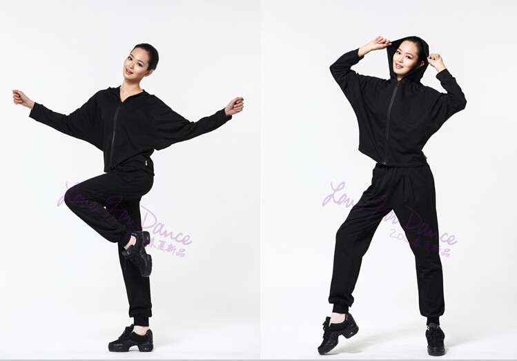 舞之恋舞蹈服街舞蝙蝠袖外套黑色套装女成人练功休闲上衣现代舞服
