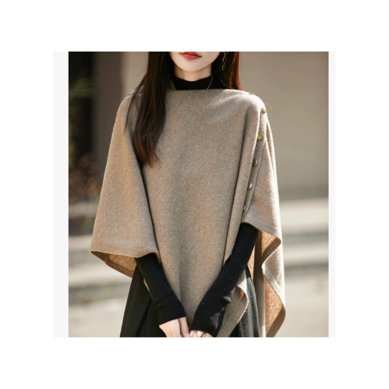 法式设计感100纯羊毛披肩针织衫女2025新款保暖斗篷上衣围脖围巾