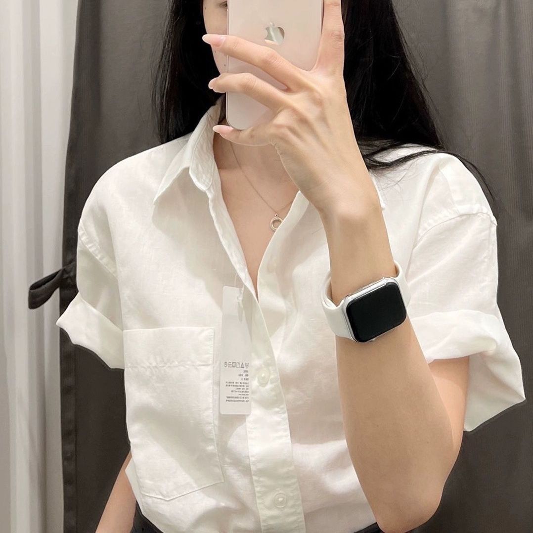 高端韩版纯棉白色短袖衬衫女2025年夏季新款港风衬衣百搭气质上衣