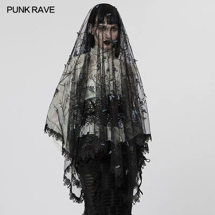 NH-PUNK RAVE pr朋克状态亚文化哥特暗黑洛丽塔蝴蝶头纱WS-500FSF