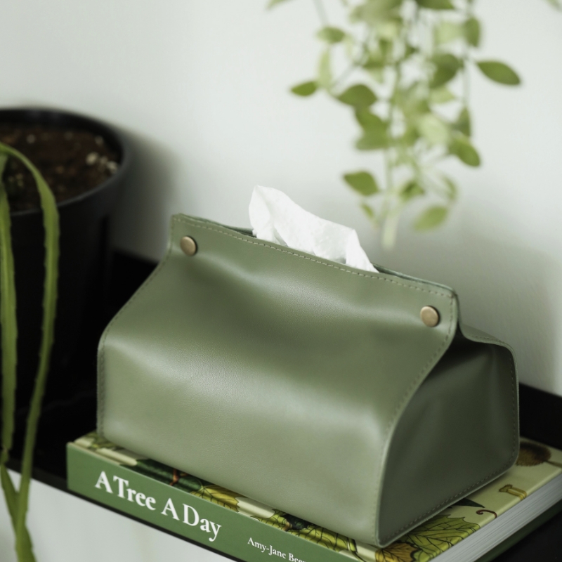 极简风环保pu软皮家用纯色纸巾盒