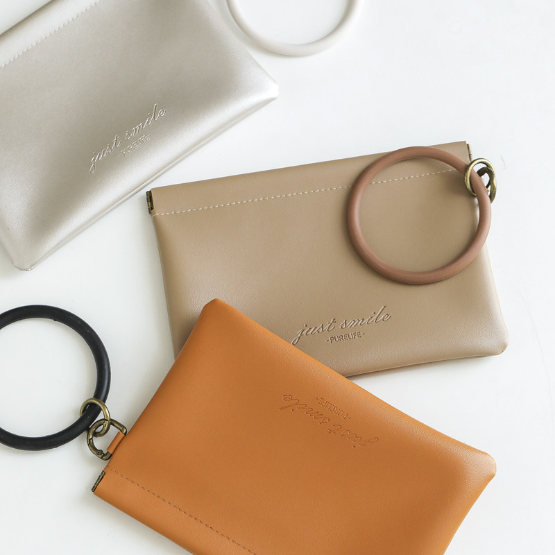 环保软皮纯色手机收纳包手拿袋