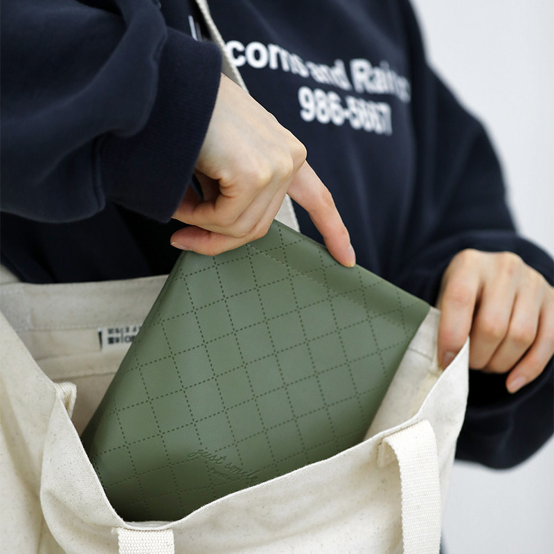 环保皮菱格纹收纳包购物袋内胆包杂物整理袋自动闭合充电宝化妆袋,收纳整理,化妆包,淘宝优惠券,粉丝福利购,淘宝优惠卷