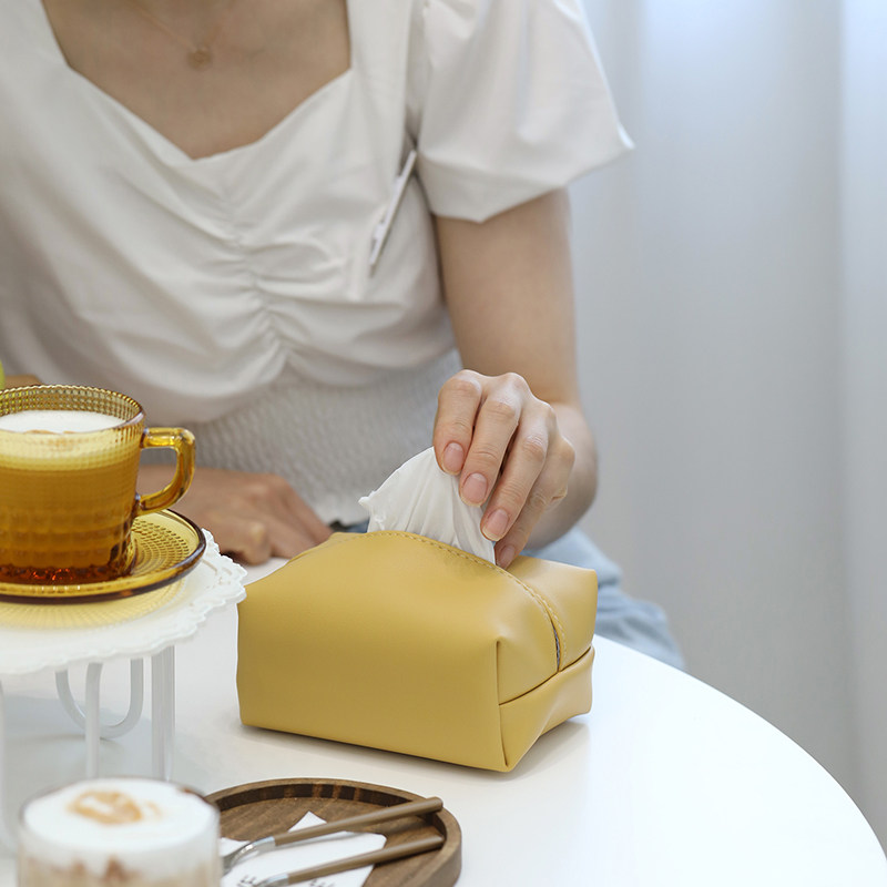 环保软软皮纯色餐客厅XS码纸巾盒