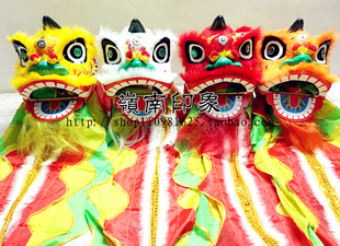佛山纸扑工艺醒狮披风儿童狮头舞狮子摆件幼儿园道具3-6岁小孩玩