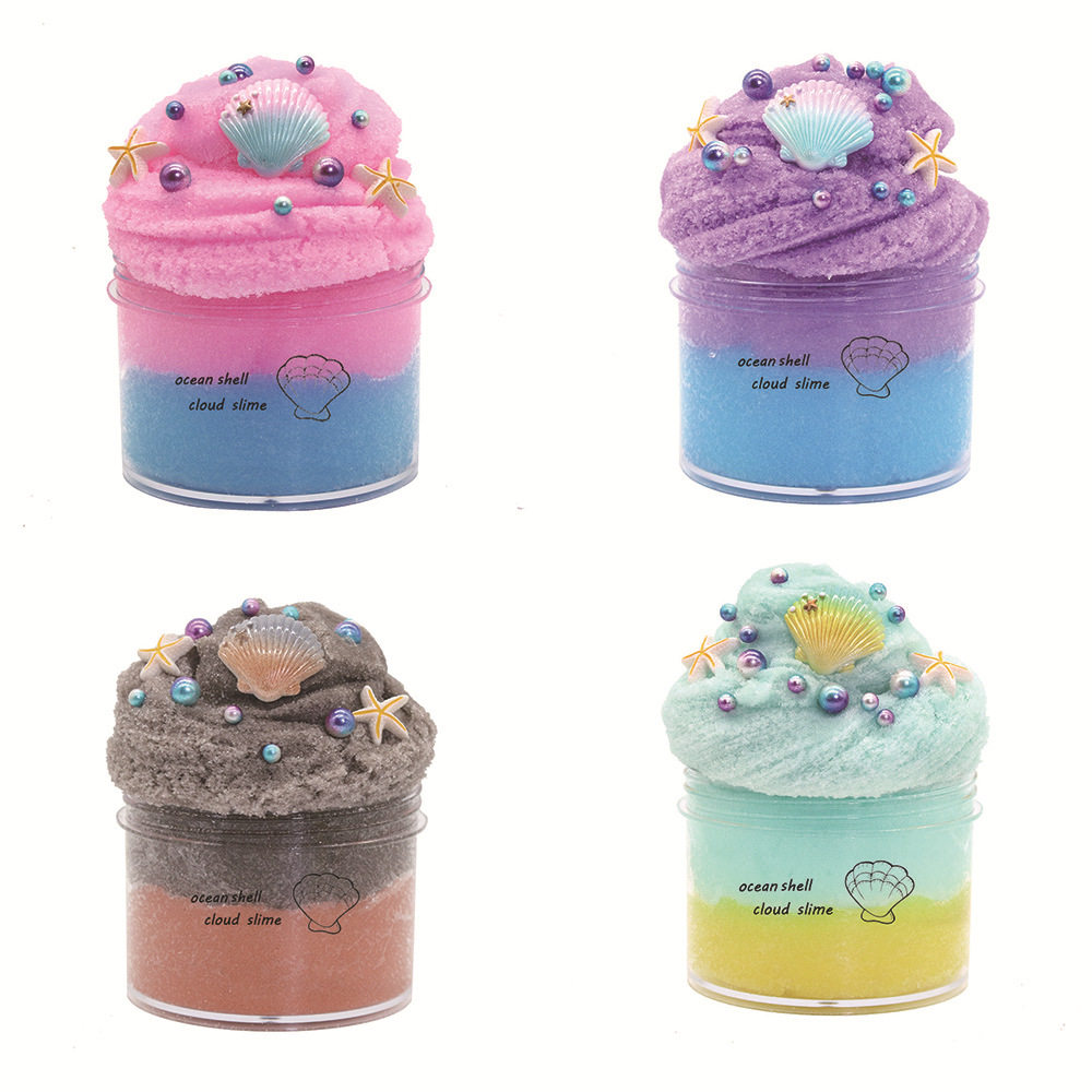 海洋贝壳蚕丝泥千丝泥slime史莱姆拉丝泥双拼色儿童彩泥起泡胶